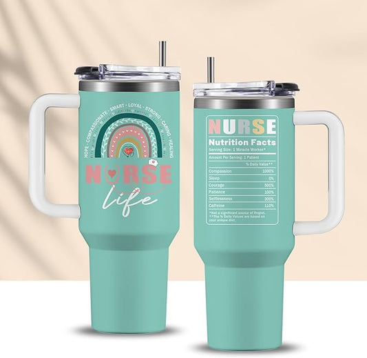 Nurse Gifts for Women 40Oz Nurse Cups Tumbler with Handle, Nurses Coffee Travel Mugs, Nurses Week Appreciation Gifts Nursing School Graduation Gift