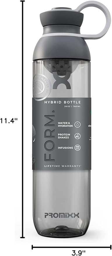 Promixx FORM Water Bottle - Premium Large Water Bottles for Hydration, Infusions and Supplements - Lifetime Durability, Leakproof Water Bottle BPA Free - 26oz / 760ml, Graphite Gray