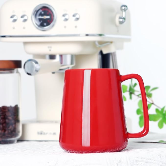 Smilatte 24 OZ Large Coffee Mug, Nice Ceramic Boss Tea Cup with Big Handle for Dad Men Women, Unique Style For Any Kitchen, Red