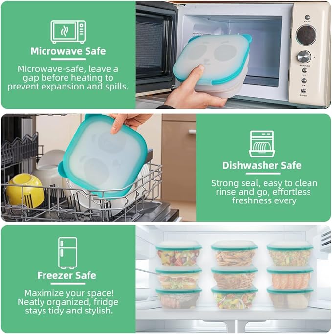 Refrigerator Fresh-Keep Containers 32oz - Freezer-Safe - Collapsible, Magnetic Leakproof Seal & Panda Window Design, BPA-Free, Store Soup, Sauce, Leftovers - Microwave & Dishwasher Safe