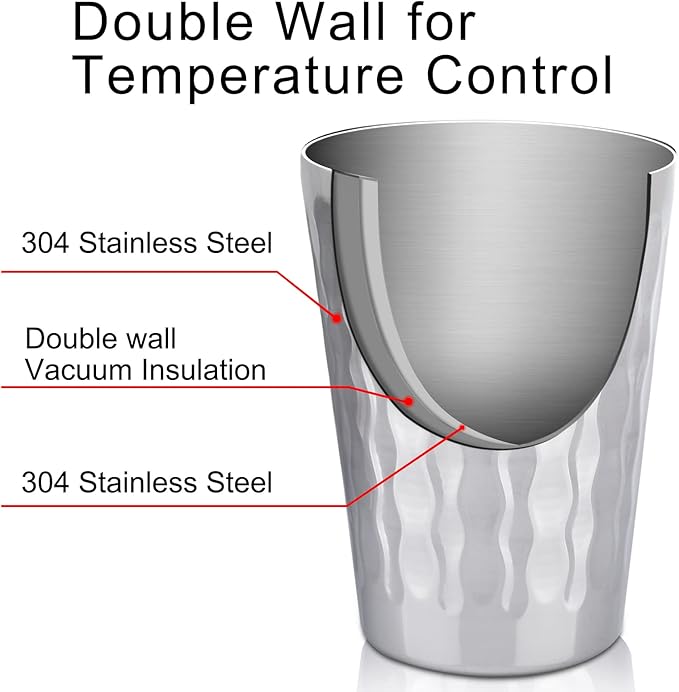 Beasea 15oz Stainless Steel Cups, 4 Pack Double Wall Metal Stackable Insulated Portable Drinking Tumblers Unbreakable Shatterproof Glasses for Home Restaurant Party Camping Travelling