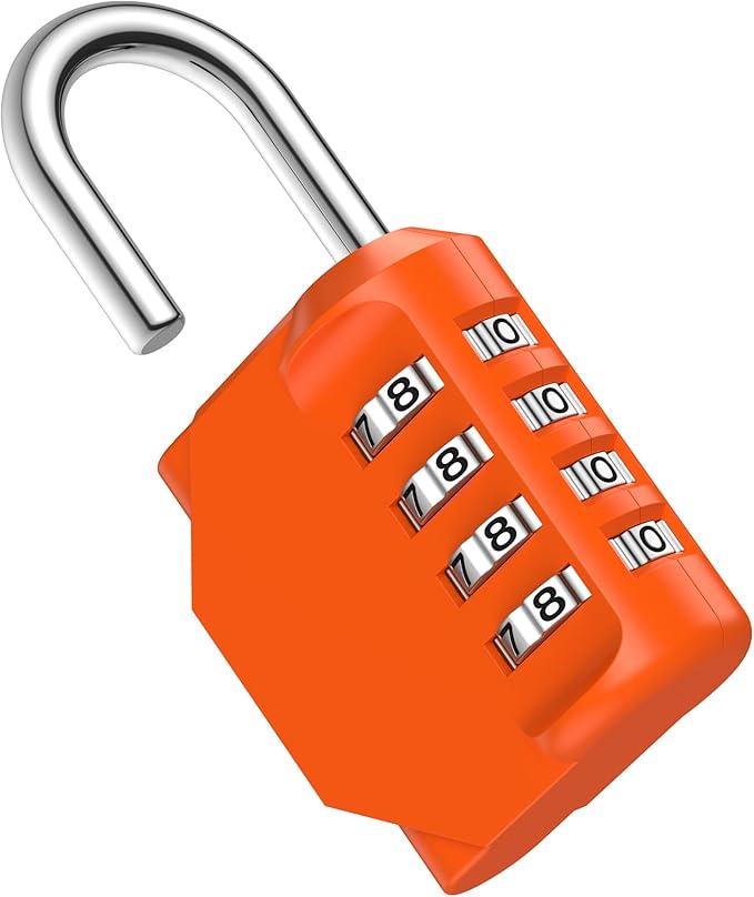 Puroma Combination Lock 4 Digit Waterproof Locker Locks Secure Outdoor Padlock for Gym Lockers, Toolboxes, Gates, Fences, Storage, Sports Locker, Cabinets (Orange)