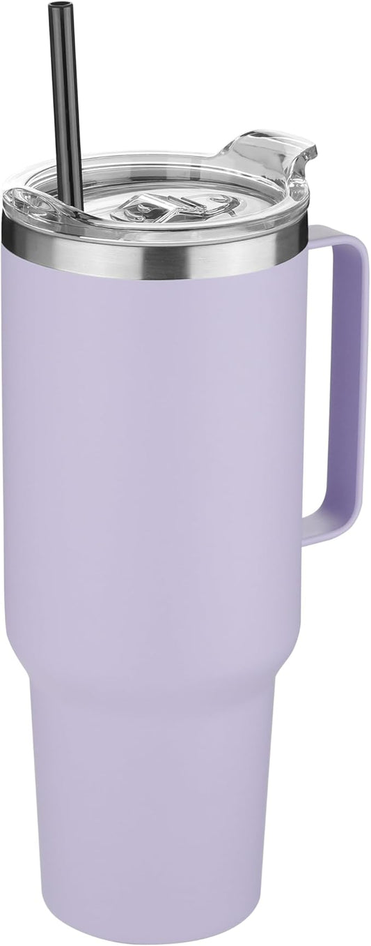 HASLE OUTFITTERS 40 oz Stainless Steel Tumbler with Handle, Vacuum Insulated Tumblers Bulk, Reusable Double Wall Travel Coffee Mug, Durable Powder Coated Water Bottle(Purple, 1)
