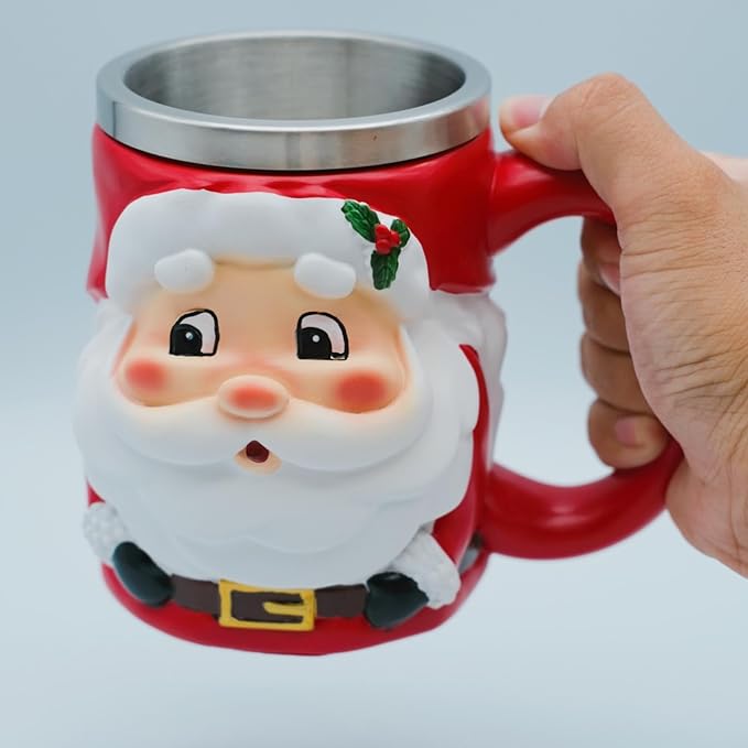 Stainless Steel Drinking Mug - 18oz Santa Gift Coffee Cup, Norse Viking Mug, Poetic Christmas Decor, Party Decoration Drinkware Gift