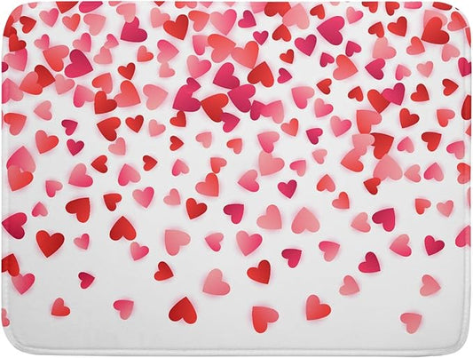 Valentine's Day Dish Drying Mat for Kitchen Counter Hearts Holiday Microfiber Absorbent Dish Draining Reusable Washable Foldable Extra Large 18"x24"