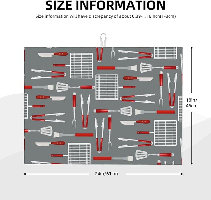 Barbecue Tools Dish Drying Mat 18x24 For Kitchen Counter Absorbent Microfiber Dishes Pad Dish Drainer Rack Mats Fast Dry Kitchen Accessories