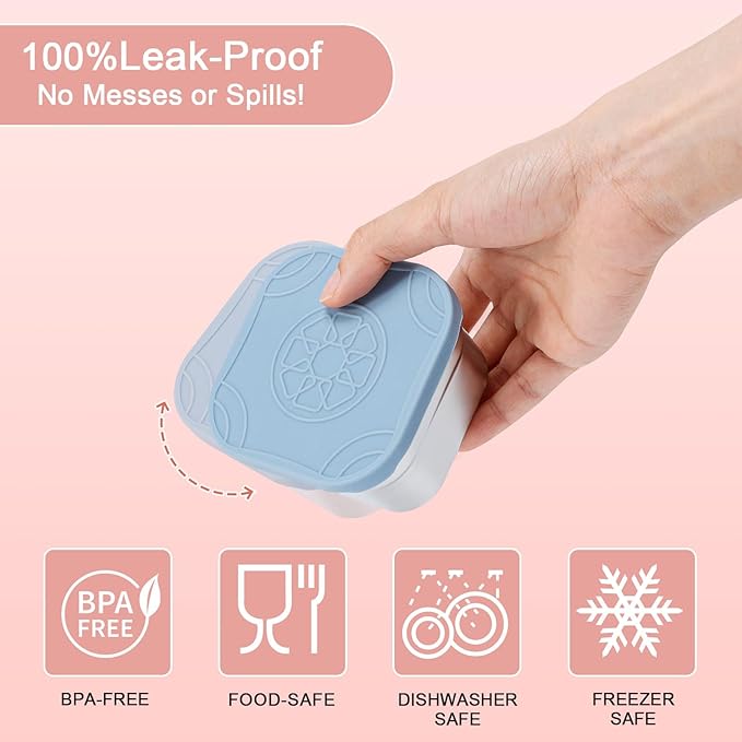 Caperci 3-Pack Stainless Steel Snack Containers with Silicone Lids - 8oz Leak-Proof Small Food Containers for Snacks Condiments - Large Salad Dressing Containers, Reusable & BPA-Free