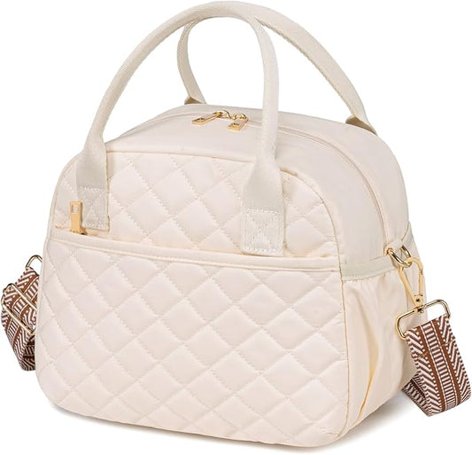 CAMTOP Lunch Box for Women Men Insulated Lunch Bag Lunch Tote Bag Leakproof Thermal Cooler Large Capacity for Travel Work School Picnic (Shoulder-Beige)