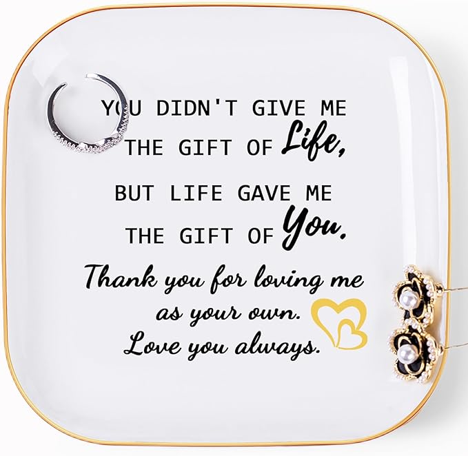 Step Mom Gifts for Bonus Mom Jewelry Dish Ring Dish Tray for Mother in Law Birthday Christmas Valentines Mother's Day Gift for Stepmom Bonus Mom - Thank You for Loving Me As Your Own