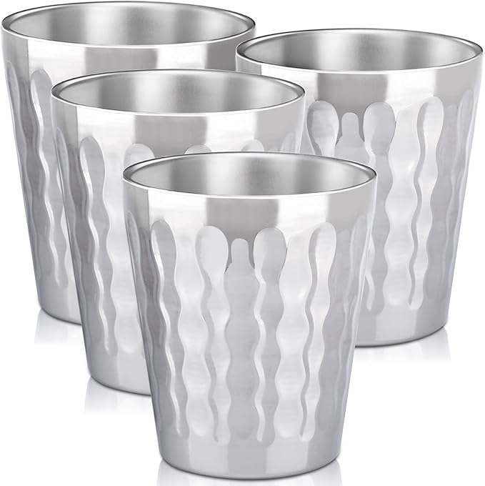 Beasea 10oz Stainless Steel Cups, 4 Pack Double Wall Metal Stackable Insulated Portable Drinking Tumblers Unbreakable Shatterproof Glasses for Home Restaurant Party Camping Travelling