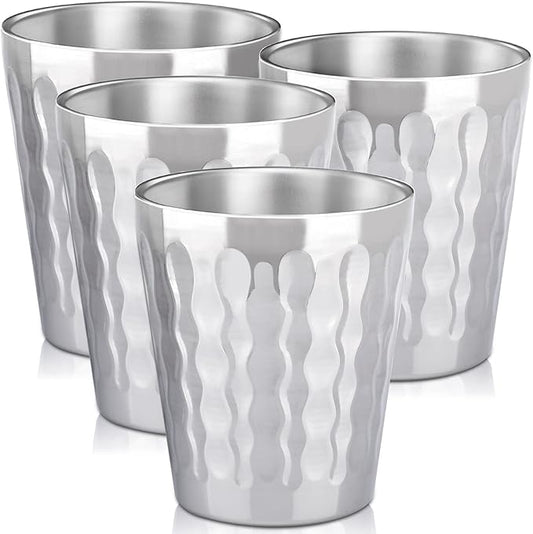 Beasea 10oz Stainless Steel Cups, 4 Pack Double Wall Metal Stackable Insulated Portable Drinking Tumblers Unbreakable Shatterproof Glasses for Home Restaurant Party Camping Travelling