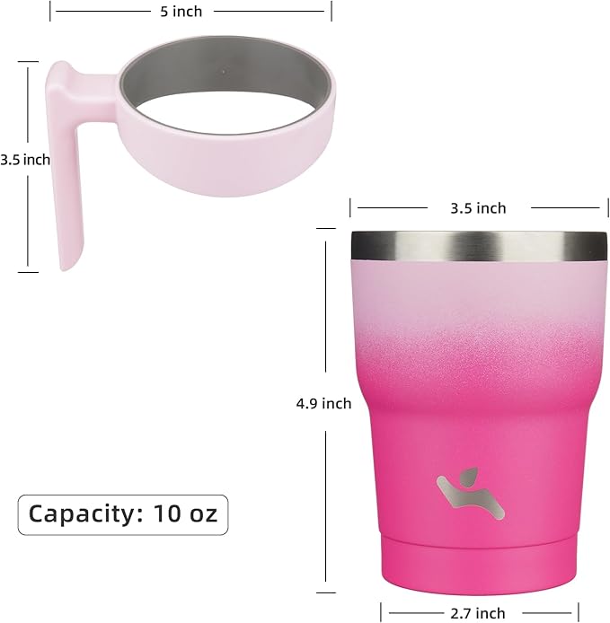 10 oz Tumbler with Handle and 2 Straw 2 Lid, Insulated Water Bottle Stainless Steel Vacuum Cup Reusable Travel Mug, Cherry
