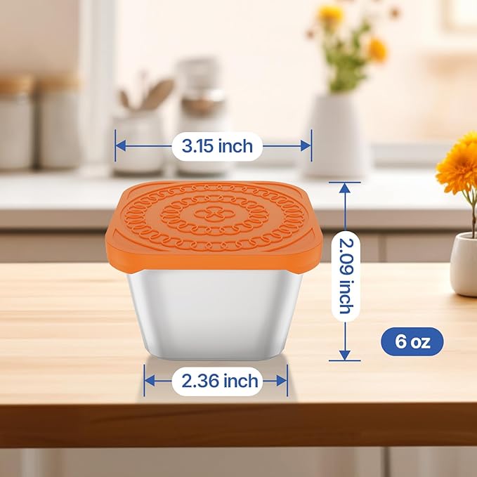 Set of 4 Snackle Box Containers,Toddler Snack Container,Stainless Steel Snack Containers for Kids;Leak Proof Stackable Small Metal Lunch Box with Silicone Lids