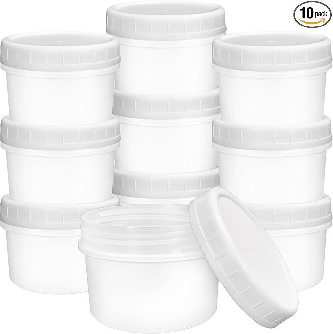 10 Pack 4oz Reusable Small Plastic Containers with Screw Lids, Small Food Storage Freezer Containers, Stackable Food Storage Jars, Sauce Condiment Jars Lunch Box Accessories
