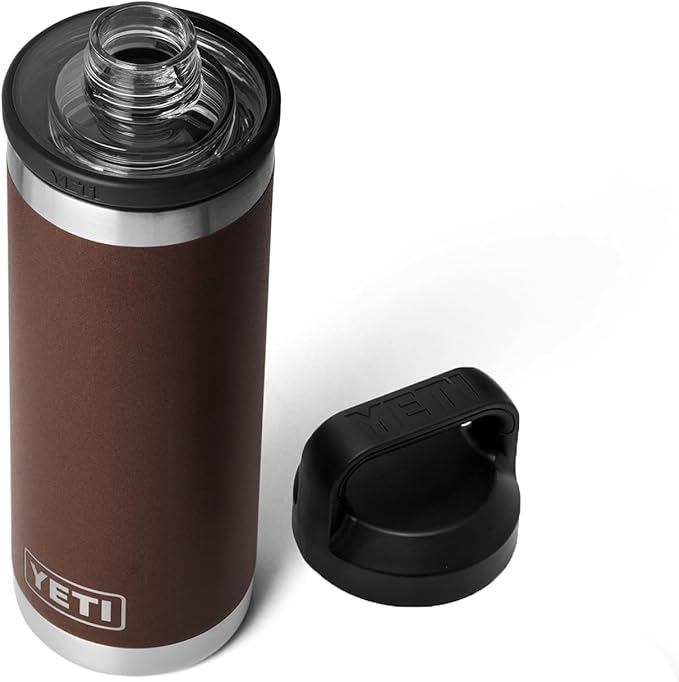 YETI Rambler 18 oz Bottle, Leakproof, Vacuum Insulated, Stainless Steel with Chug Cap, Wetlands Brown