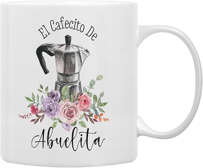 QASHWEY Grandma Coffee Mugs, Abuelita Gifts, Grandma Gifts, Abuelita Grandma Mug Coffee Tea Cup Gifts for Grandma Spanish Abuelita, El Cafecito De Abuelita Coffee Cups Ceramic 11oz