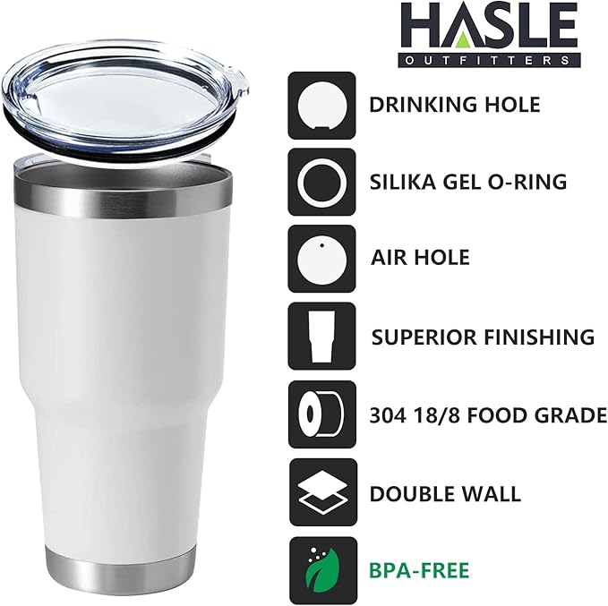HASLE OUTFITTERS 30oz Stainless Steel Tumbler, Double Wall Vacuum Insulated Travel Mug Tumbler, Durable Insulated Coffee Mug, Gift Box Set （Glacier, 8