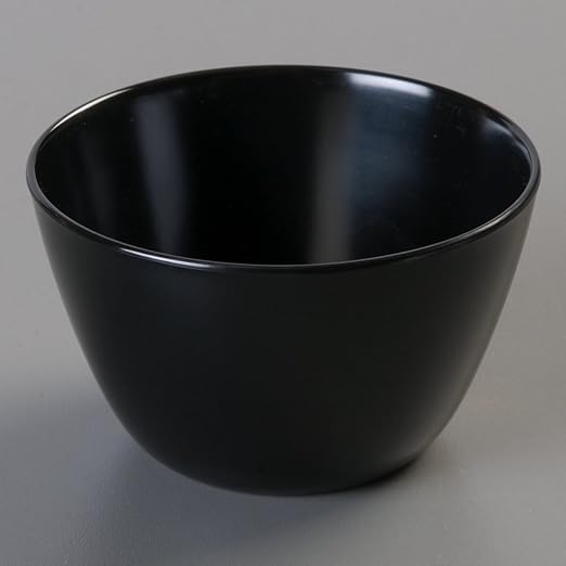 Carlisle FoodService Products Kingline Reusable Plastic Bowl Soup Cup for Home and Restaurant, Melamine, 8 Ounces, Black, (Pack of 48)