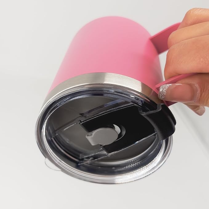 8pack 12oz Coffee Mug With Handle Bulk, Stainless Steel Insulated Travel Tumblers With,Double Wall Vacuum Camping Cup for Hot & Cold Drinks Tea (pink)