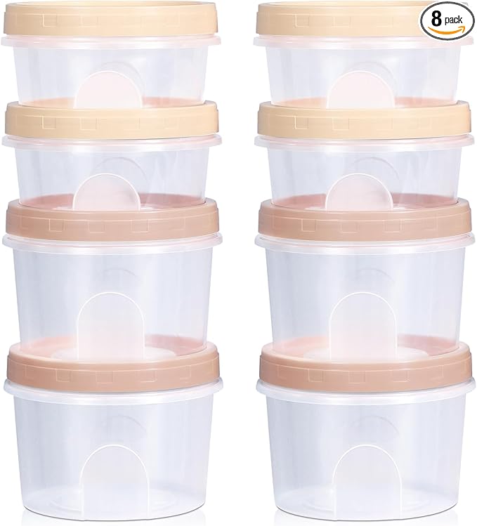 ASEVAT10oz+16oz Round Plastic Storage Containers With Lids Kitchen, Food Storage Container with Lid, Microwave Safe Bowls With Lids, Freezer Safe Jar, Slime, Soup, BPA Free Stackable