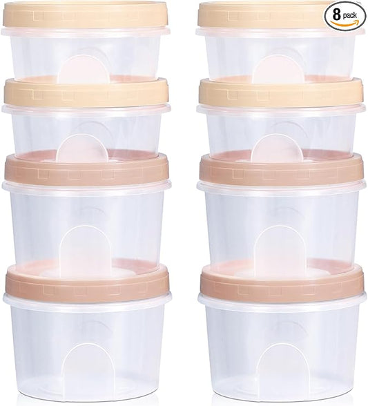 ASEVAT10oz+16oz Round Plastic Storage Containers With Lids Kitchen, Food Storage Container with Lid, Microwave Safe Bowls With Lids, Freezer Safe Jar, Slime, Soup, BPA Free Stackable