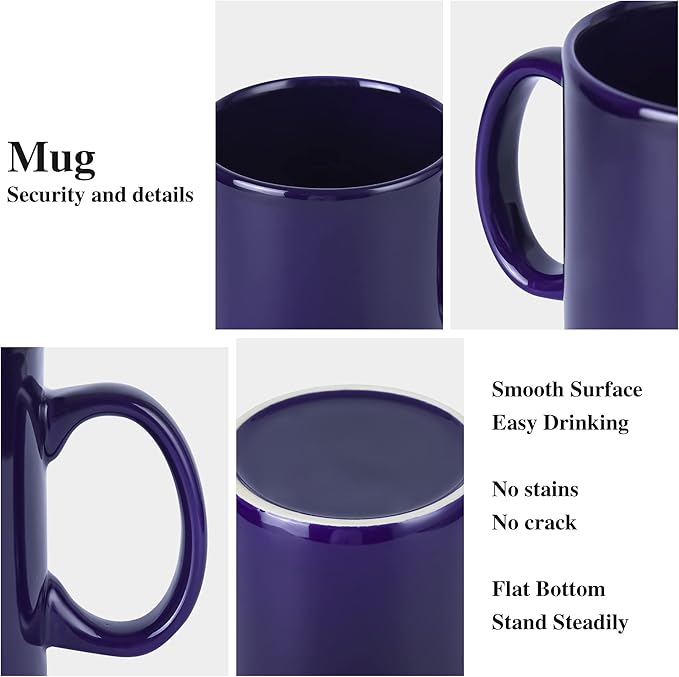 29oz Extra Large Ceramic Coffee Mug with Handle for Office and Home (Blue)
