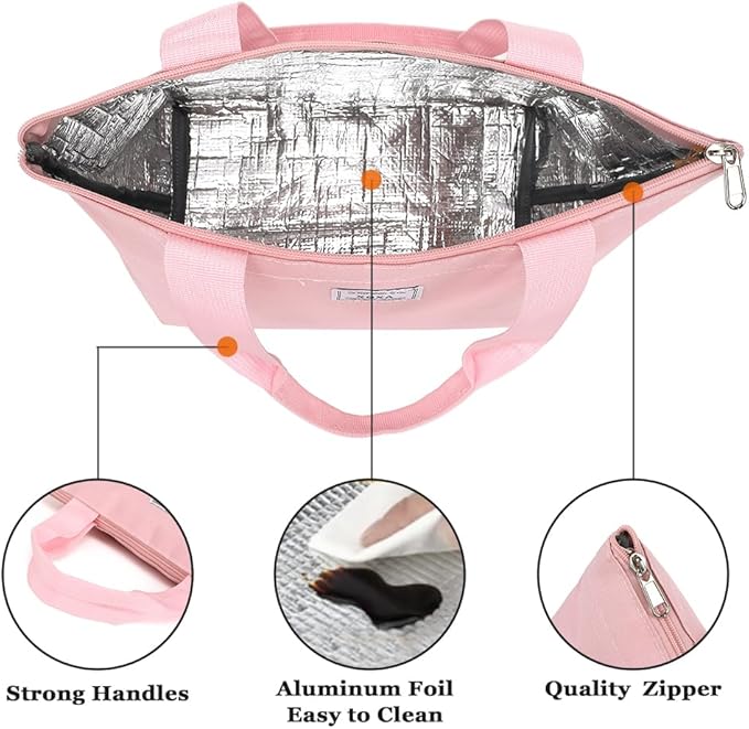 XQXA Lunch Bag Reusable Insulated Cooler Water Resistant Lunch Box Adult Tote Lunch Bag for Women/Men Work Picnic Beach or Travel