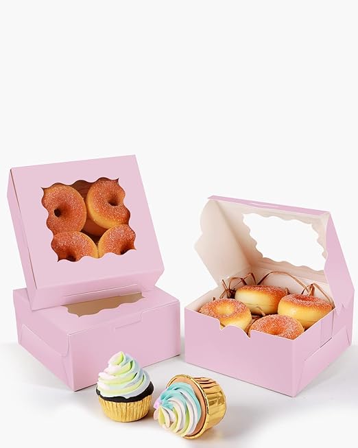 qiqee Lavender Cookie Boxes with Window 36packs 6x6x3 Lavender Bakery Box Pastry Box for Wedding Favor Birthday ＆ Party