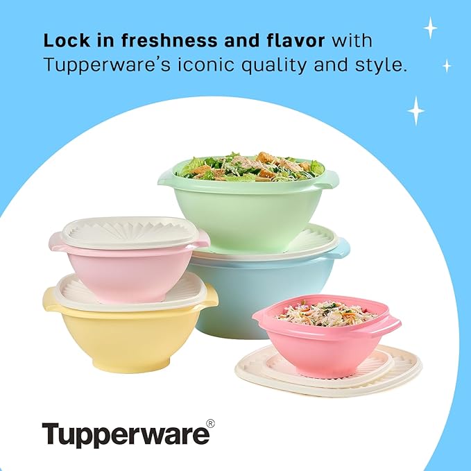 Tupperware Heritage Collection, 10 Piece Food Storage Container Set in Vintage Colors, Dishwasher Safe and BPA Free (5 Bowls, 5 Lids)