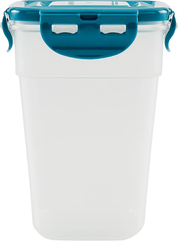 Rachael Ray Leak-Proof Stacking Container Food Storage Bin Set, 20-Piece, Clear with Teal Lids