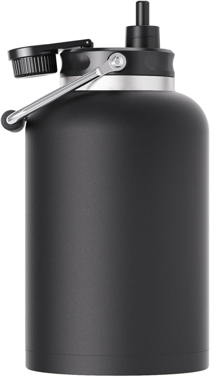 Zenbo One Gallon Jug with Straw, 128 oz Double Wall Vacuum Insulated Sports Water Bottle, Keeps Cold up to 48 Hours, Leak-Proof & Sweat-Proof Stainless Steel Water Jug for Gym, Outdoor & Camping