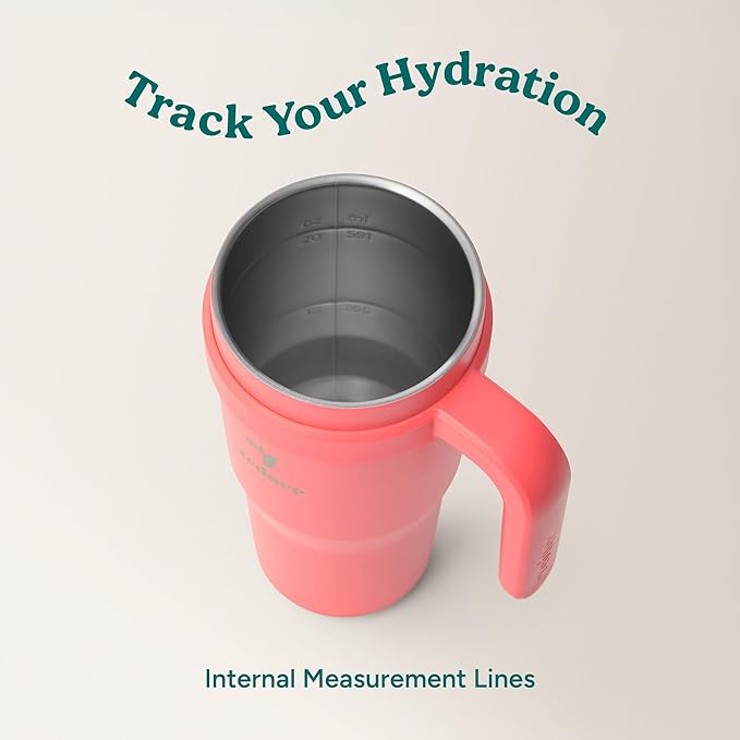 REDUCE 24 oz Stainless Steel Tumbler with Handle - Dual-Wall Vacuum Insulated Travel Mug, Sweat-Proof Lid & Reusable Straw - Keeps Drinks Cold for 24 Hrs, Fits Cupholders, Dishwasher Safe - Daiquiri