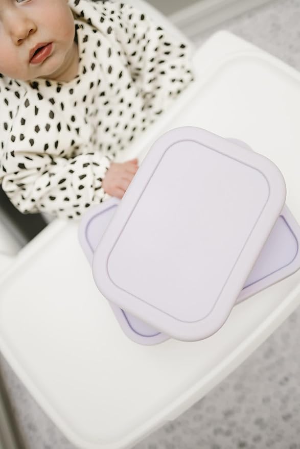 Ullabelle Leak Proof Bento Box Food-Grade Silicone Bento, BPA, Phthalate, Lead, & PVC Free - Bento Lunch Box for Daycare, Kids, & Adults - Leak Resistant Sets With Lids Snack Box Container (Lilac)