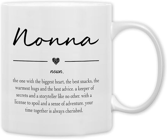 QASHWEY Nonna Gifts Coffee Mug, Gifts for Nonnas Grandma from Grandkids Grandchildren, Grandma Coffee Mug, Mothers Day Mugs Tea Cup Gift for GrandmaNonna, Nonna Definition CoffeeCup Ceramic 11oz
