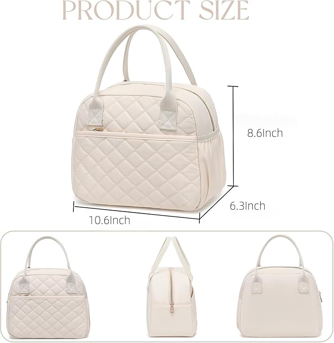 CAMTOP Lunch Box for Women Insulated Lunch Bag Lunchbox Cooler Thermal Leakproof Quilted Reusable Lunch Tote Bag for Work School Travel Picnic