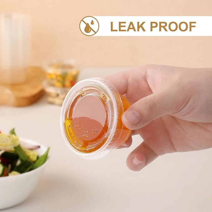 AOZITA 400 Set 2 oz Jello Shot Cups with Lids, Stackable Food Safe Disposable Plastic Portion Condiment Dipping Sauce Cups, Small Containers for Salad Dressing