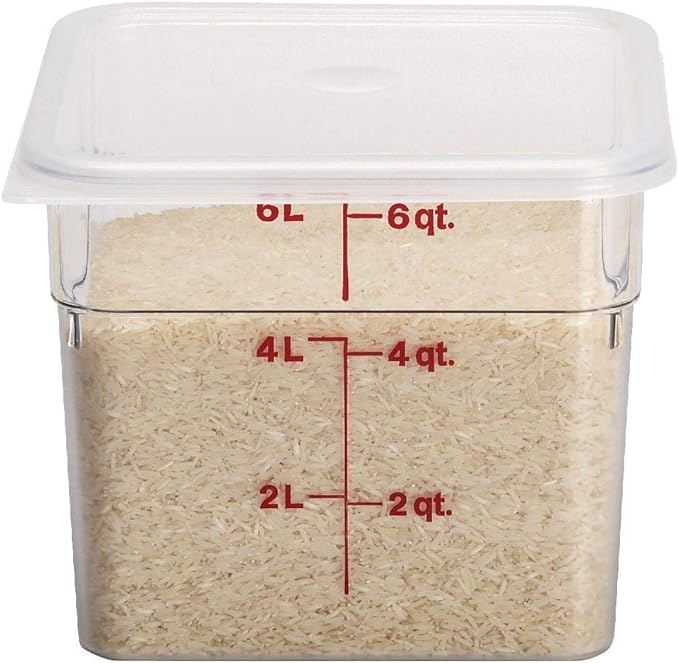 Cambro Food Storage Container - Classic Series Square - 6 QT (Quart) - Commercial Grade for Food Prep (Clear)