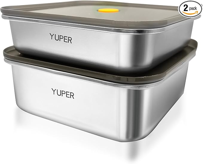 YUPER Stainless Steel Food Containers, Meal Prep Containers, Sandwich Containers, Stainless Steel Containers with Lids Fruit Lunch Snacks Storage, 2 Pack (40+67OZ)