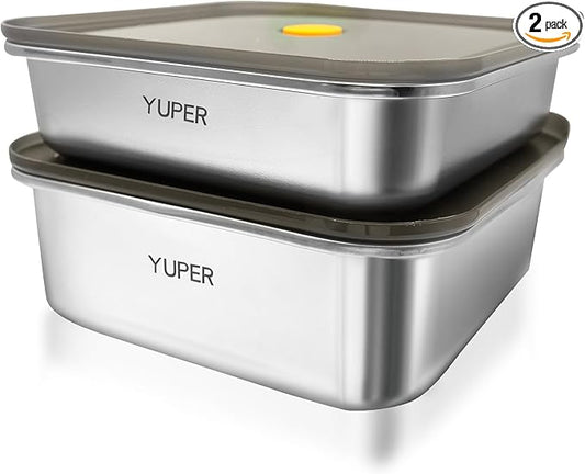 YUPER Stainless Steel Food Containers, Meal Prep Containers, Sandwich Containers, Stainless Steel Containers with Lids Fruit Lunch Snacks Storage, 2 Pack (40+67OZ)