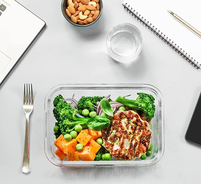 30 Pieces Glass Food Storage Containers with Upgraded Snap Locking Lids,Glass Meal Prep Containers Set - Airtight Lunch Containers, Microwave, Oven, Freezer and Dishwasher Friendly, Blue