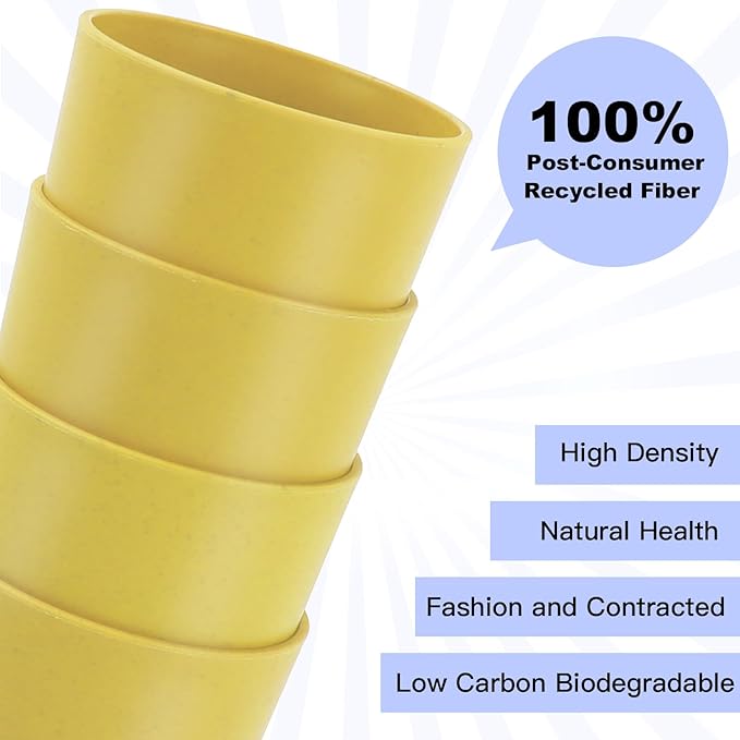 Homienly Wheat Straw Cups 8 Pcx Unbreakable Drinking Cup Reusable Dishwasher Safe Microwave Safe Plastic Reusable Cups with Yellow Color (12 OZ)