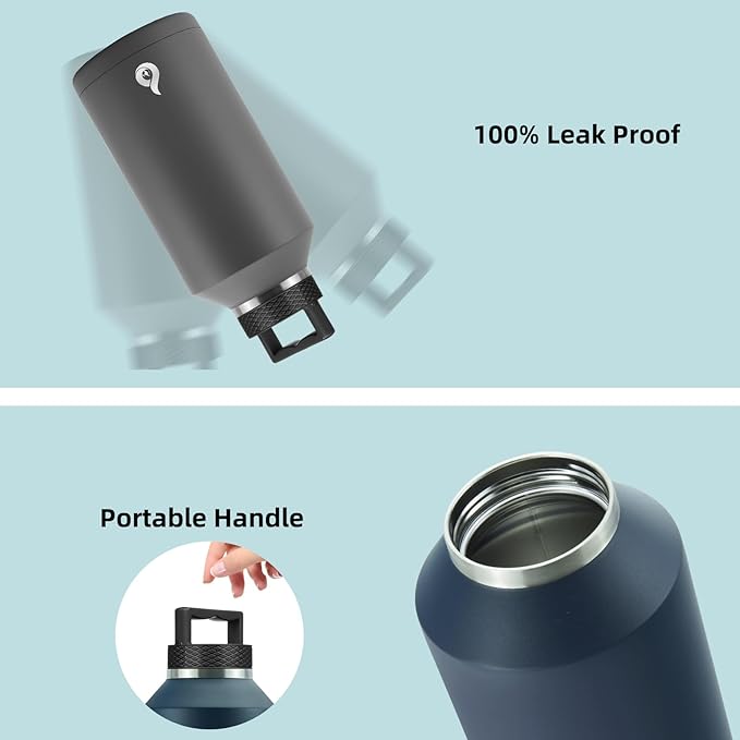 BJPKPK Half Gallon Water Bottle Insulated, Dishwasher Safe 64 oz Water Bottle with Handle, Leakproof BPA Free Water Jug, Large Stainless Steel Thermo for Sports, Army Green