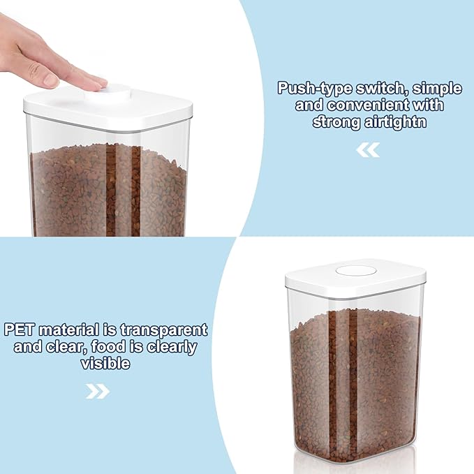 5-8 Lbs/6Qt Airtight Dog Cat Food Storage Container and Pet Storage Bin BPA-Free, PET Clear Stackable Dog Treat Containers Measuring Scoop Suitable for Dogs Food, Cats Food and Other Dry-1Pack