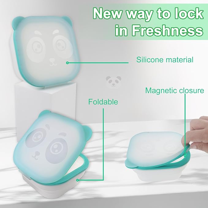 Refrigerator Fresh-Keep Containers 32oz - Freezer-Safe - Collapsible, Magnetic Leakproof Seal & Panda Window Design, BPA-Free, Store Soup, Sauce, Leftovers - Microwave & Dishwasher Safe