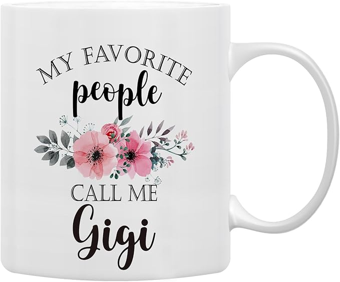 QASHWEY Gigi Mug, Gigi Coffee Mug, GigiGifts for Grandma, Gifts for Gigis, Grandma Mothers Day Mugs Tea Cup Gifts for GrandmaGigi, My Favorite People Call Me GigiCoffee Cups Ceramic 11oz