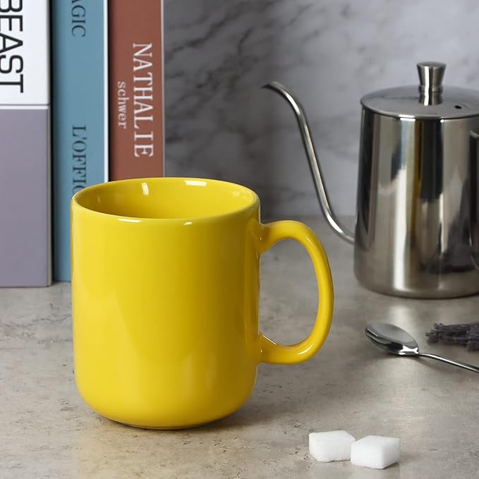 Smilatte 20 OZ Large Coffee Mug, M016 Plain Ceramic Boss Big Tea Cup with Handle for Dad Men, Yellow