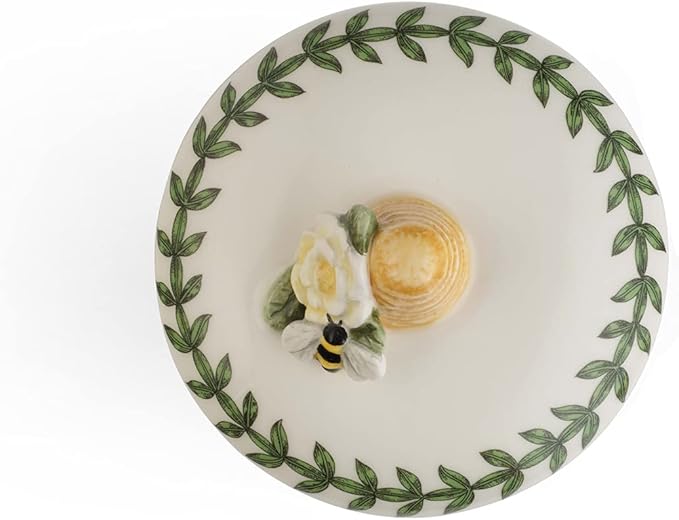 Portmeirion Elegant Botanic Garden Bumble Bee Trinket Box, 2.5" - Floral Motif Organizer for Rings, Bracelets, Small Jewelry - Durable Dolomite with Chip-Resistant Glaze - Decorative Holder