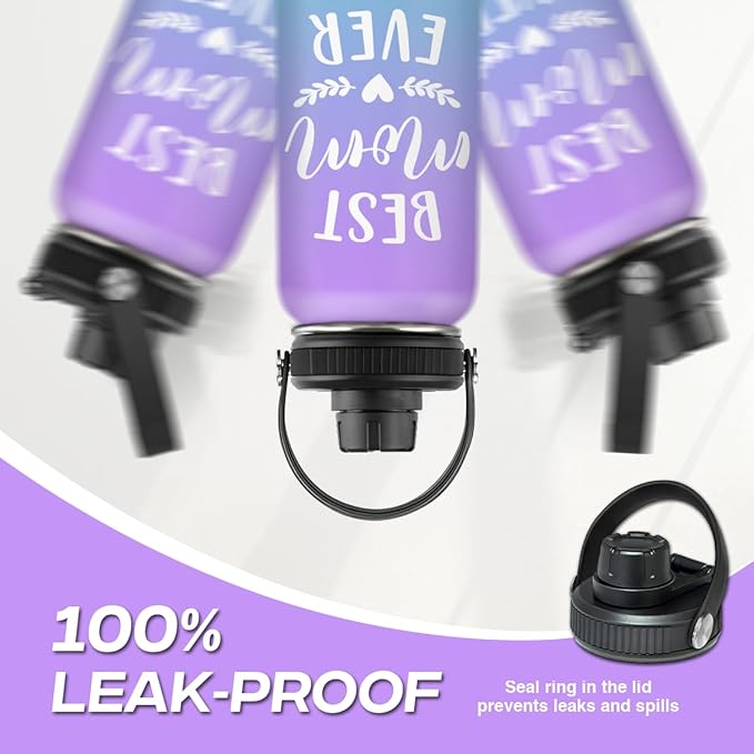 Best Mom Ever Water Bottle 32oz Stainless Steel Insulated Water Bottles - Gifts for Moms from Son Daughter - Mothers Gifts for Birthday Christmas