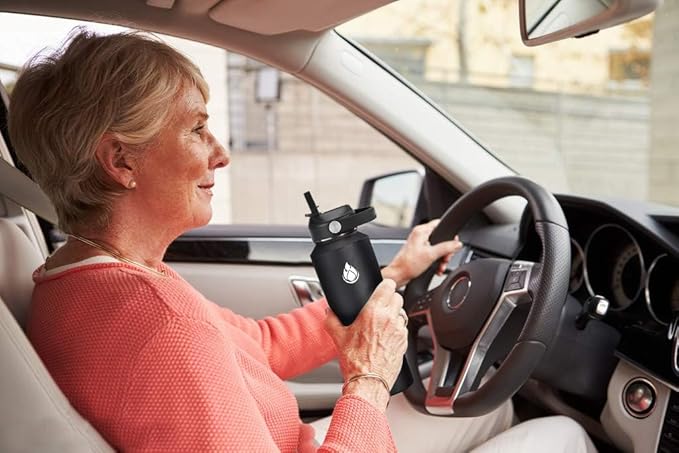 SENDESTAR 40oz Water Bottle Wide Mouth Stainless Steel Vacuum Insulated Double Wall with 2 Straw Lids Fit in Any Car Cup Holder