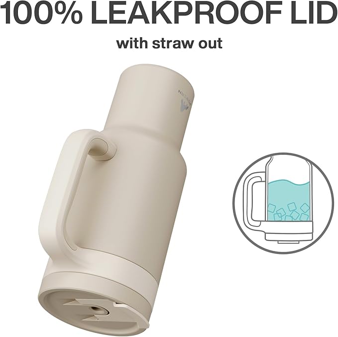 40 oz Tumbler with Handle, 2-in-1 Straw and Sip Lid, Leakproof, Dishwasher Safe, Insulated Stainless Steel Travel Coffee Mug, Keeps Cold for 34 Hours, Fits in Car Cup Holder (Oat)